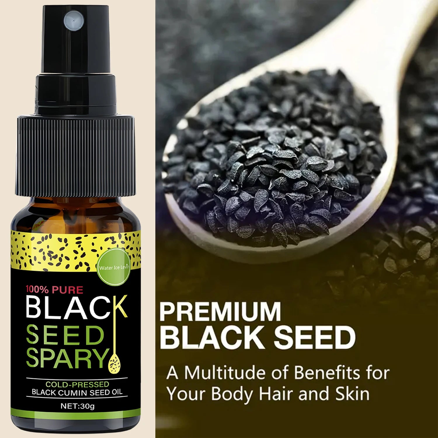 100% Pure Black Seed Oil Spray – Deep Nourishment, Frizz Control & Shine