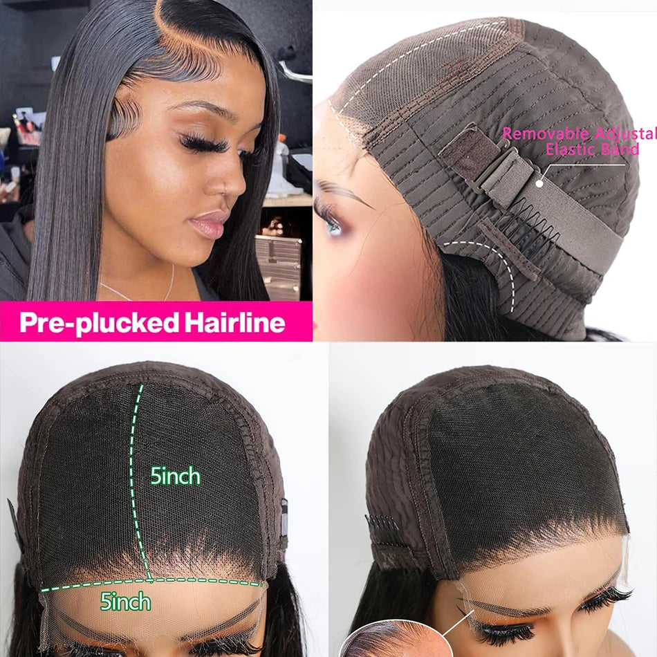 100% Raw Donor Hair Bone Straight Lace Wig 300 Density Double Drawn HD Lace Closure Wig Glueless Wear And Go