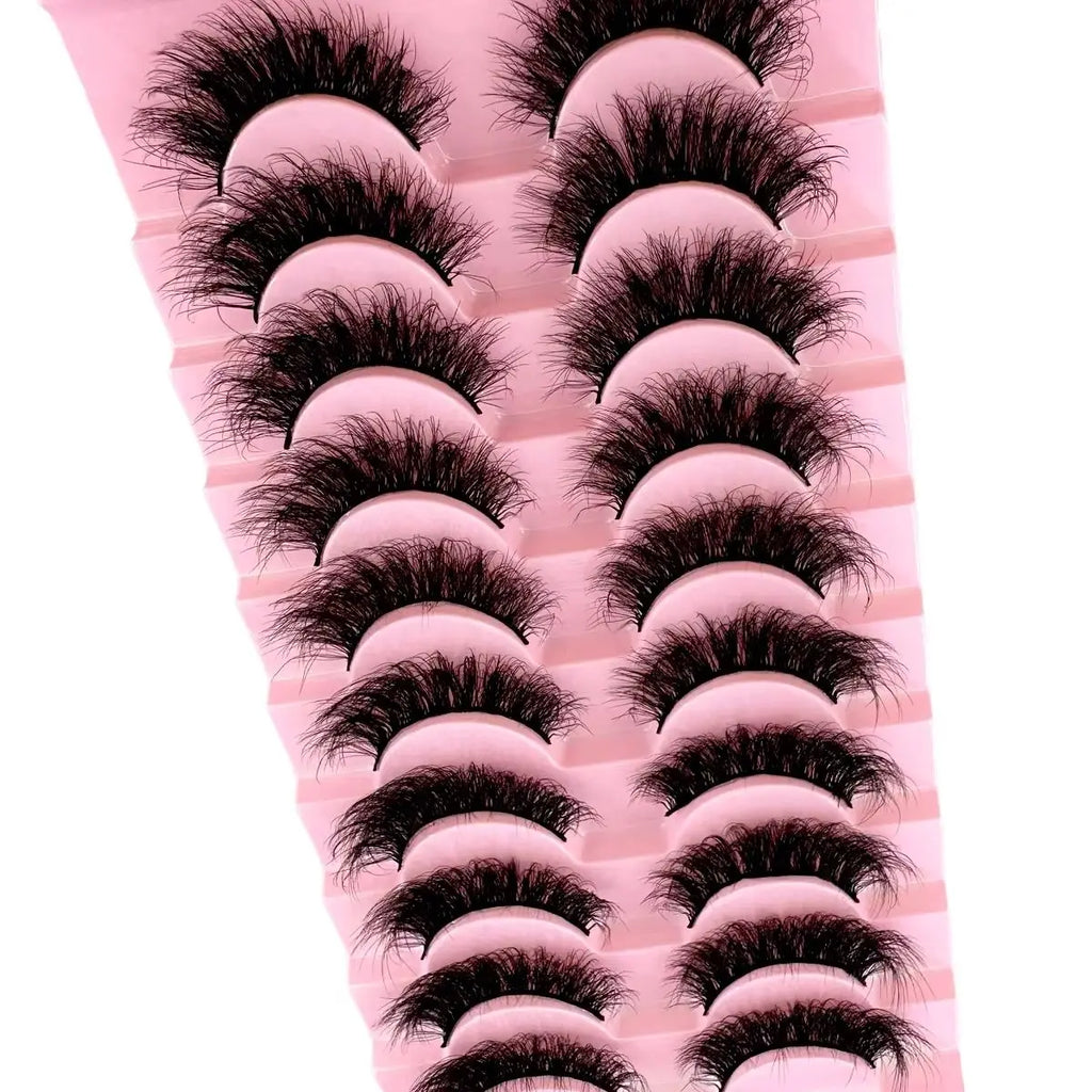 10 Pairs 8D Mink Lashes – Natural & Dramatic Volume False Eyelashes