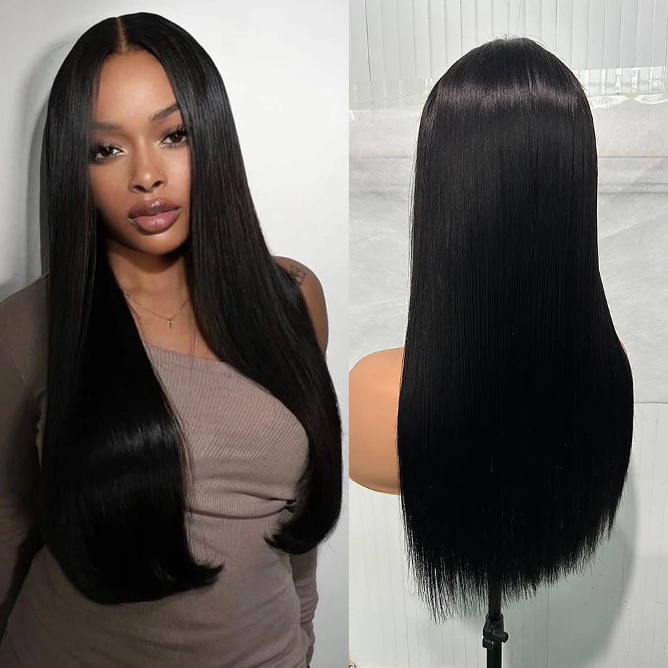 100% Raw Donor Hair Bone Straight Lace Wig 300 Density Double Drawn HD Lace Closure Wig Glueless Wear And Go